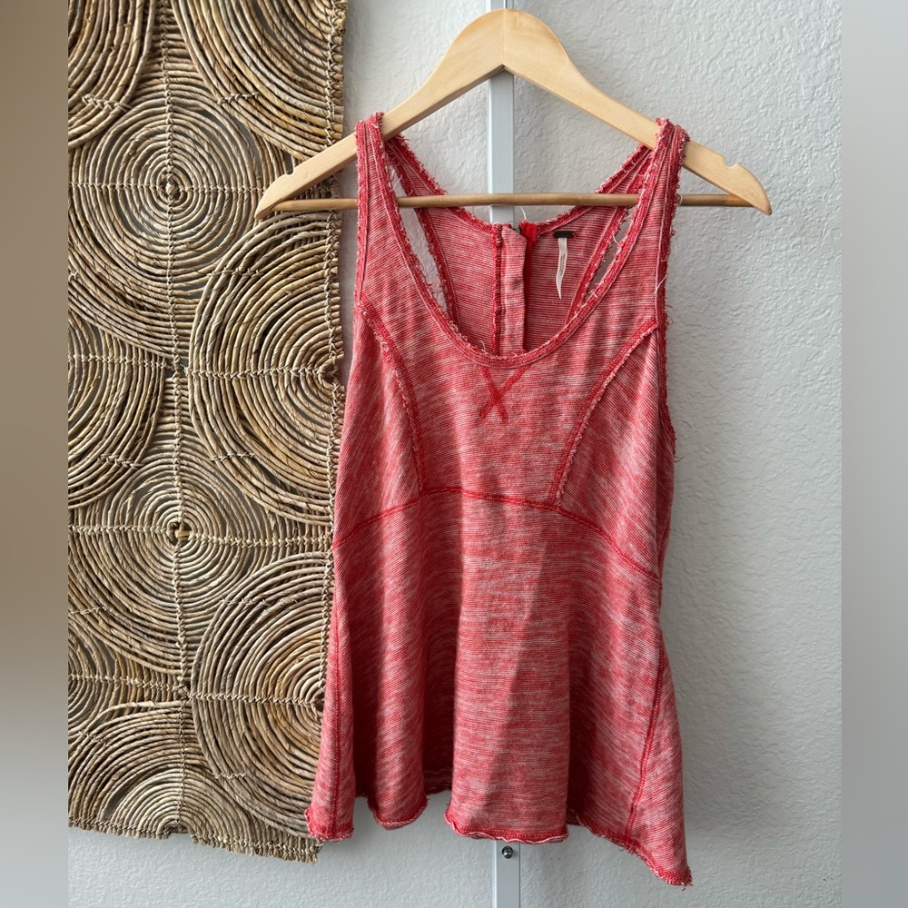 FREE PEOPLE Tank Top with Raw Hem and zipper detail.